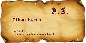 Mikus Barna névjegykártya